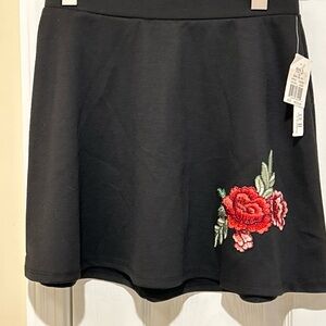 Joe Boxer Mini Skirt Black Rose Appliqué New With Tags Size Medium